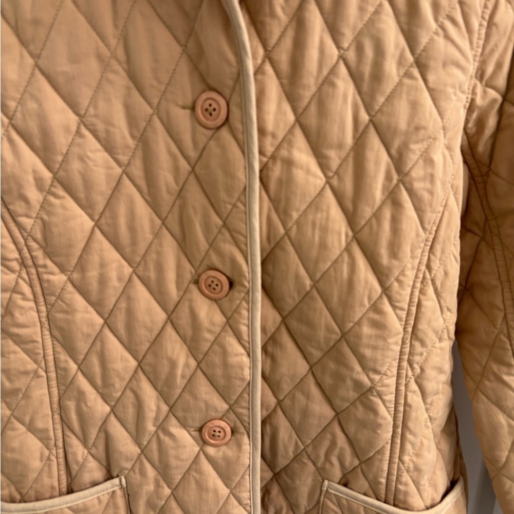 Vintage LL Bean Quilted Khaki Plaid Insulated Barn Coat Size Small - Picture 15 of 17